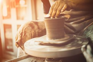 A potter moulding