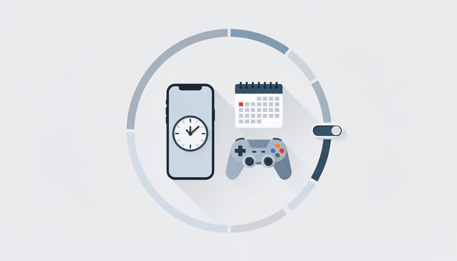 Close-up of hands holding a smartphone and a timer device, representing responsible time management for online gambling.